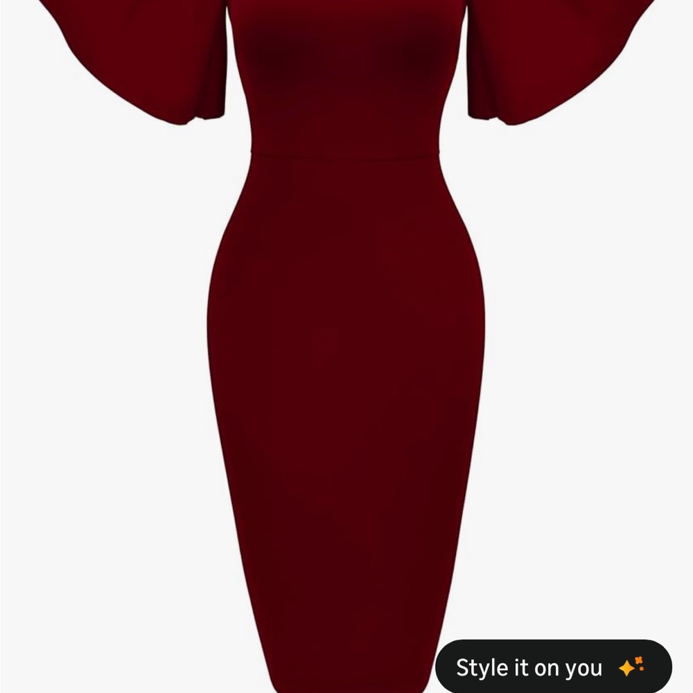 Chic Long Sleeve Burgundy Dress